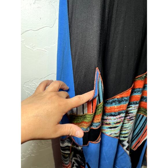 Parsley & Sage Joana patchwork asymmetrical dress womens medium boho tribal - Picture 3 of 9